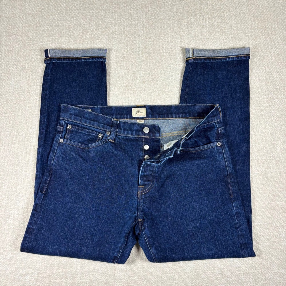 J Crew Every Stitch Considered 770 Selvedge Jeans Dark Blue Button Fly 34x32 Men